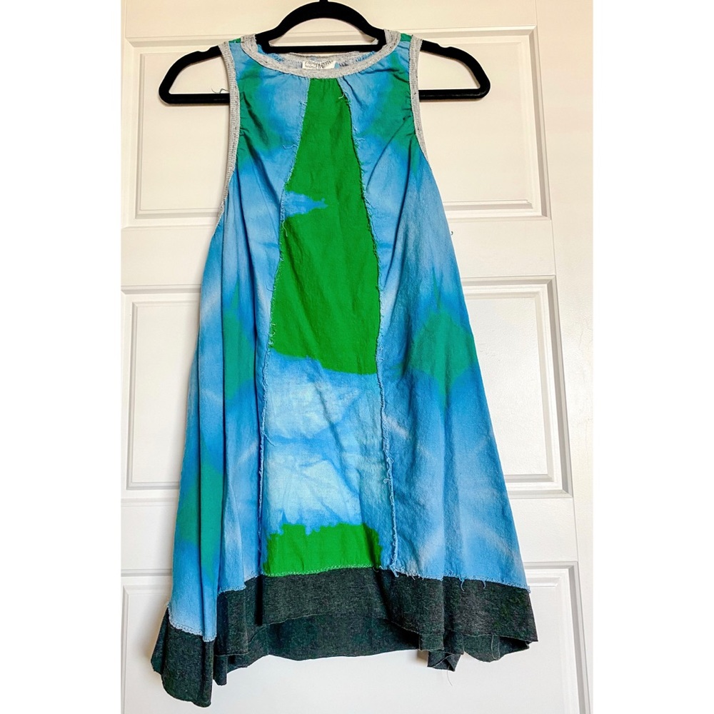 Handmade Bohemian Blue and Green Tie Dye Dress